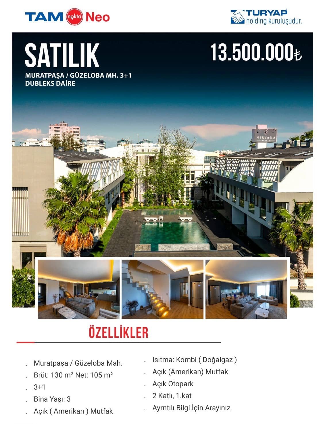 Done Loft Sitesinde Eşyalı Lüks 3+1 Dubleks Daire ilan görseli