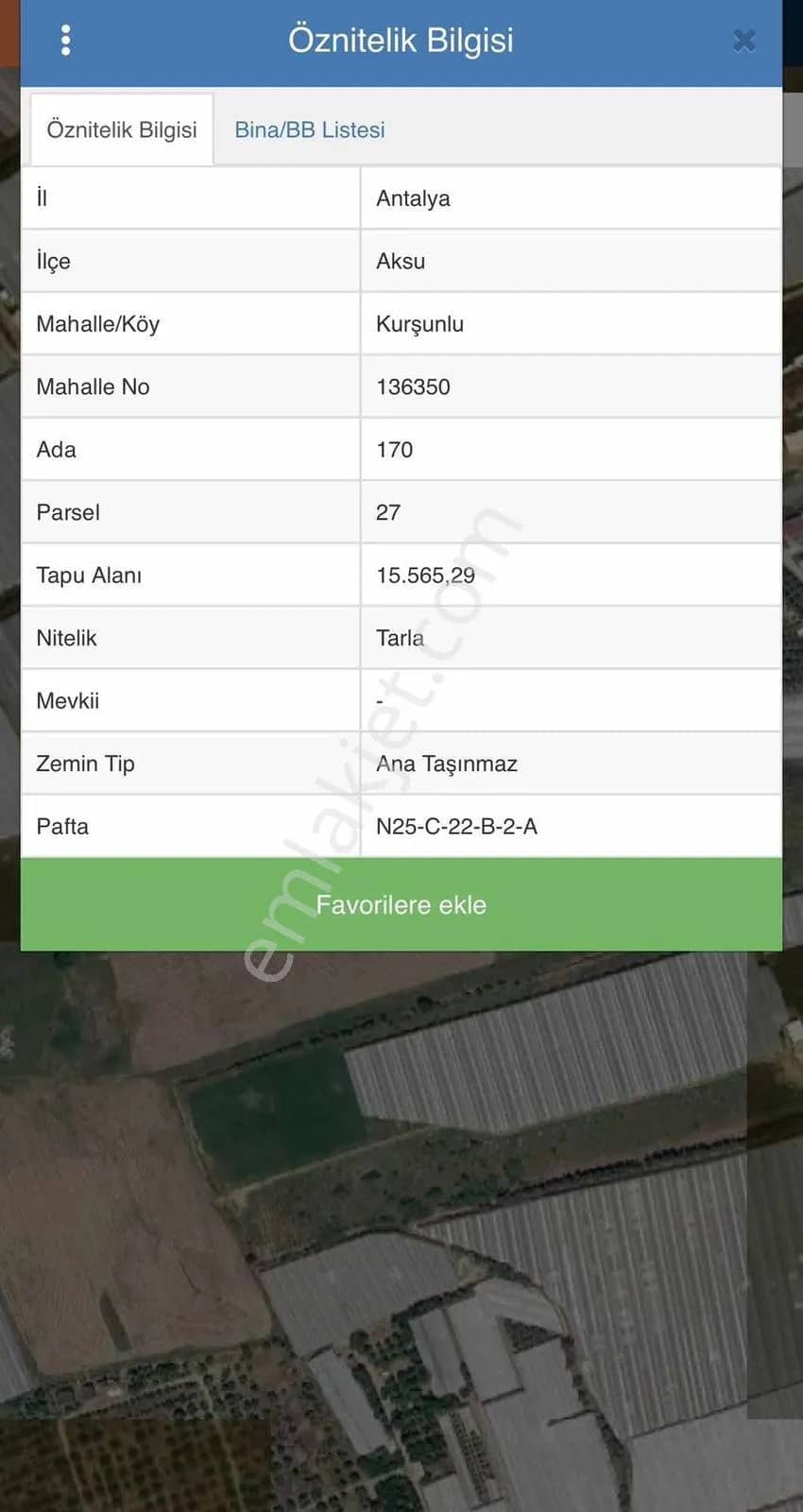 Ayşe Duvar 'dan Aksu Kurşunluda 15.565 M² Satılık Tarla ilan görseli