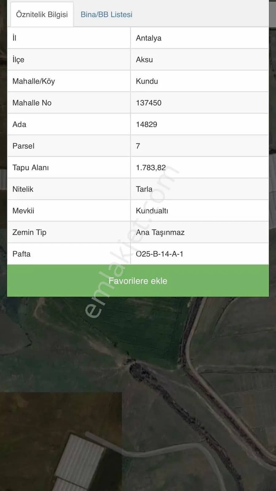 Aksu Kunduda Yatırımlık 1.783 M² Satılık Değerli Tarla ilan görseli