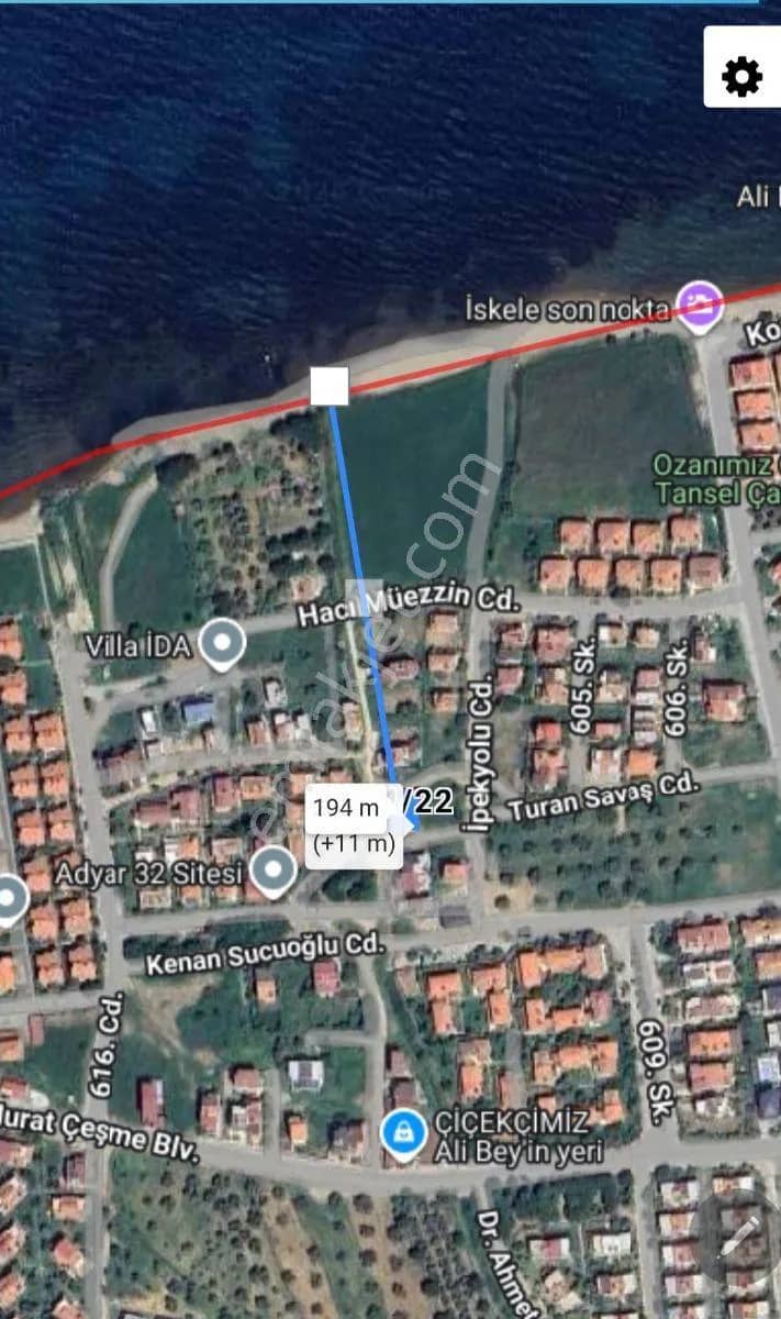 Balıkesir Burhaniye'de Denize 194 M. Mesafede Vılla Arsası
