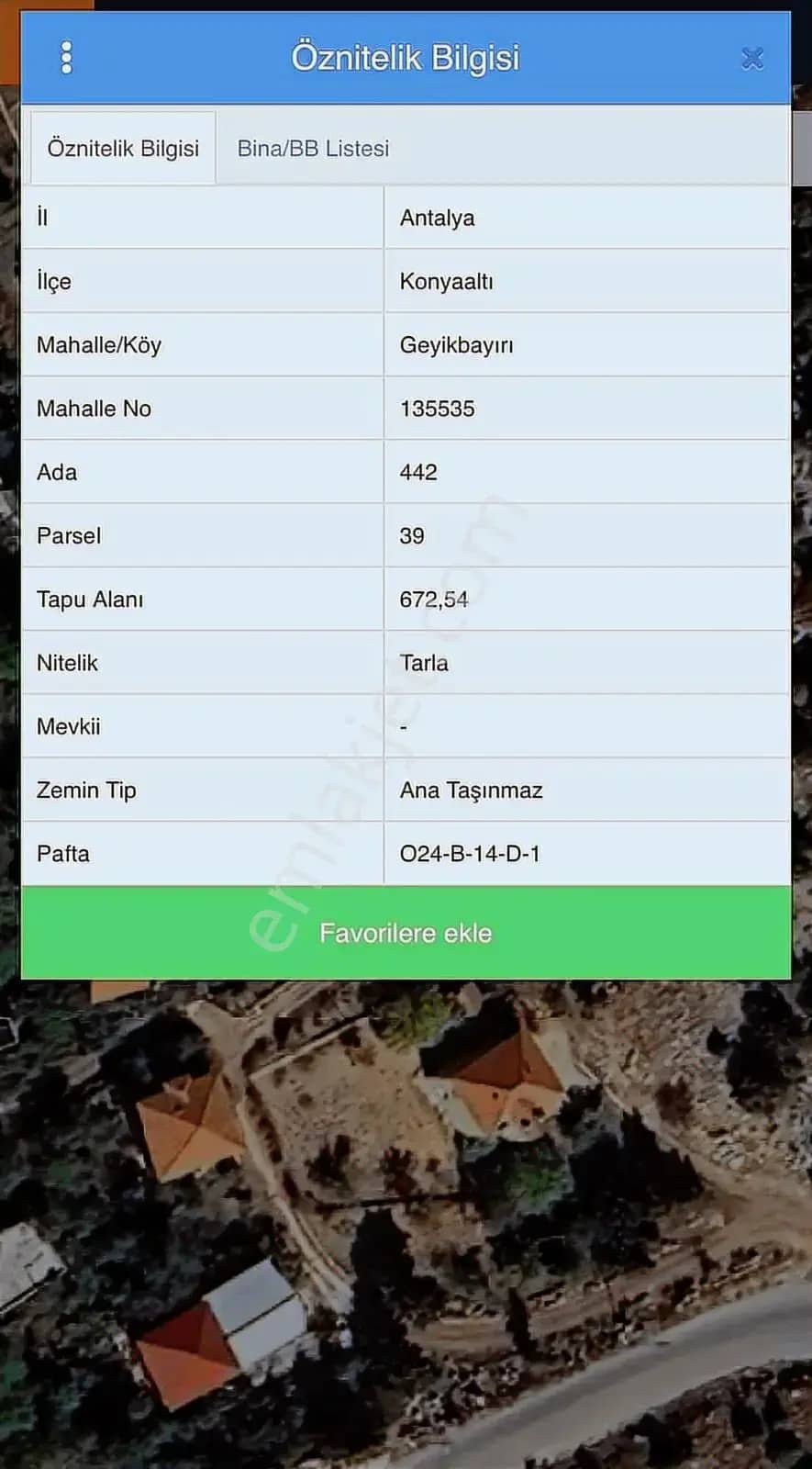 Geyikbayırı 672m2 Tek Tapulu