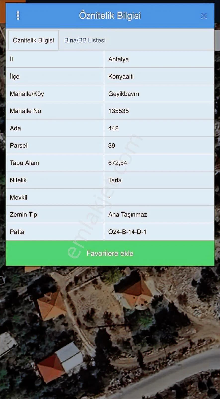 Geyikbayırı 672m2 Tek Tapulu