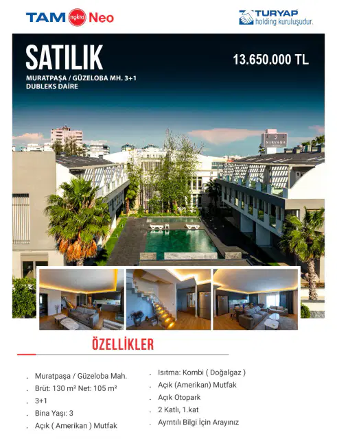 DONE LOFT SİTESİNDE EŞYALI LÜKS 3+1 DUBLEKS DAİRE — görsel 3