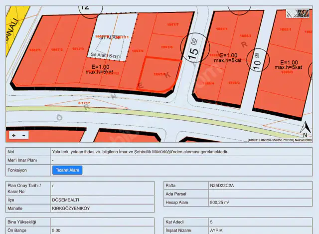DÖŞEMEALTI MERKEZ 800 M2 TİCARİ 5 KAT 1 EMSAL SATILIK ARSA — görsel 2