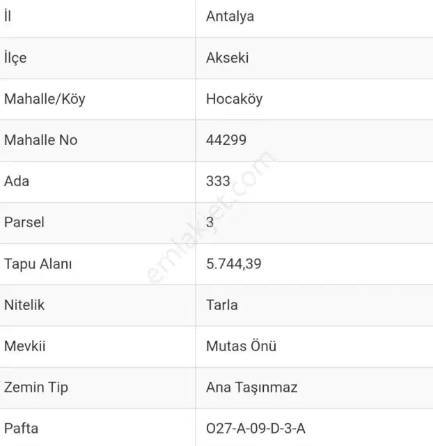 Antalya Akseki Hocaköyde 5.744 M² Tek Tapu / Yolu, Suyu Var — görsel 9