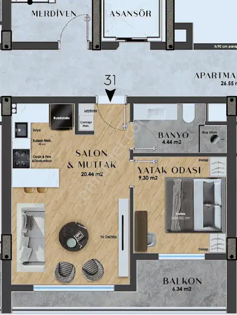 Hadi Mostafapour'dan Sırıous Modern Sit Fırsat 1+1 Daire — görsel 29