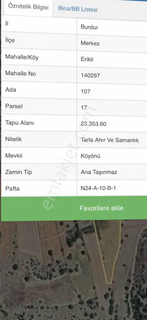 Erıklı Köyü'ne 600 Metre Mesafede Satılık Tarla